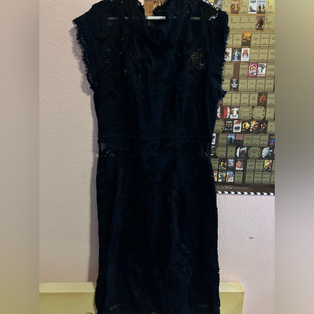 Mini, black, floral, lace, dress